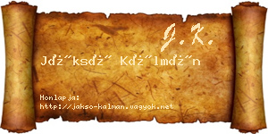 Jáksó Kálmán névjegykártya